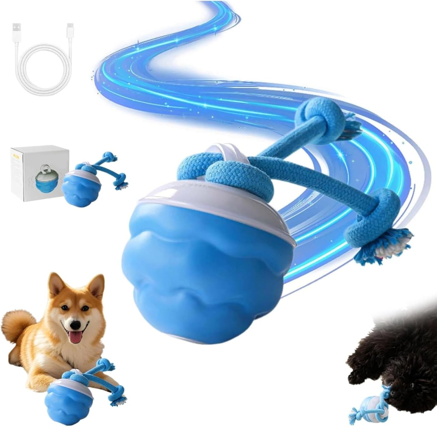 Dog Toys Automatic Movement Interactive Ball for Dogs, Smart Chase Pet Toy Ball, Rechargeable, Suitable for Anxiety Games and Boredom Relief for Large and Medium Dogs