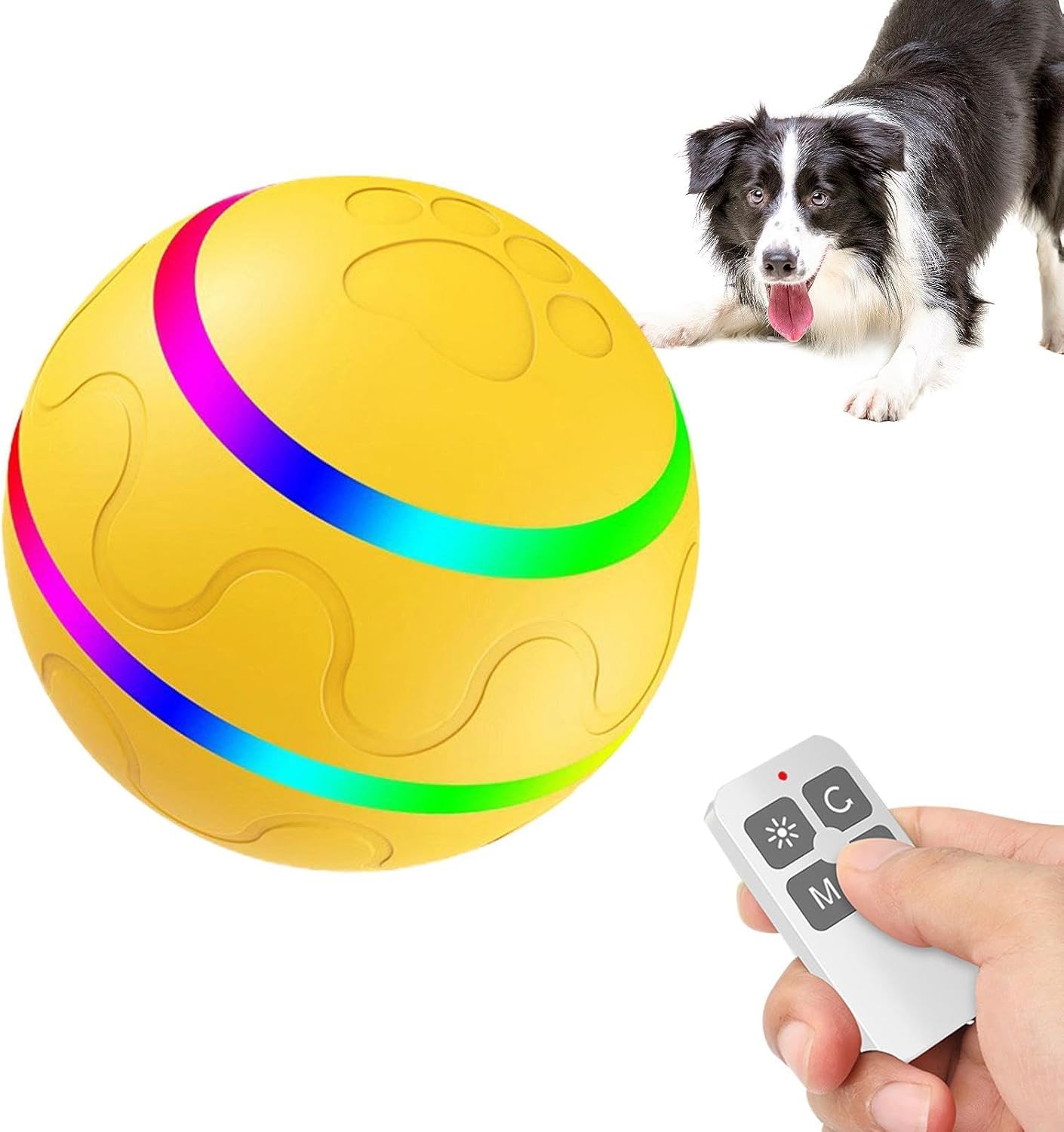 Interactive Dog Ball | IP54 LED Remote Control Toy Waterproof LED Pet Toy Smart Puppy Toy with 3 Modes for Indoor and Outdoor Interactive Ball Toy with ev Sensor