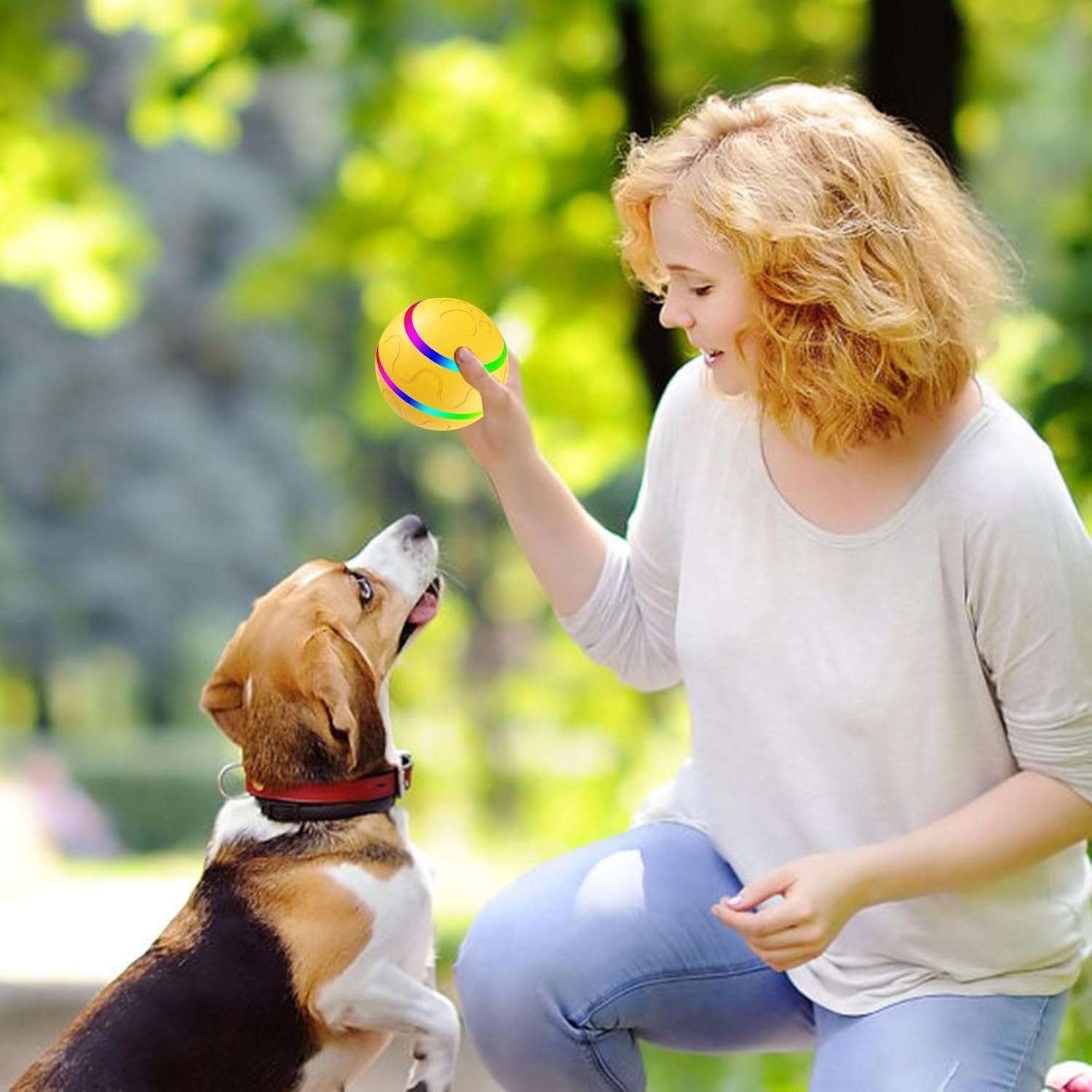 Interactive Dog Ball | IP54 LED Remote Control Toy Waterproof LED Pet Toy Smart Puppy Toy with 3 Modes for Indoor and Outdoor Interactive Ball Toy with ev Sensor